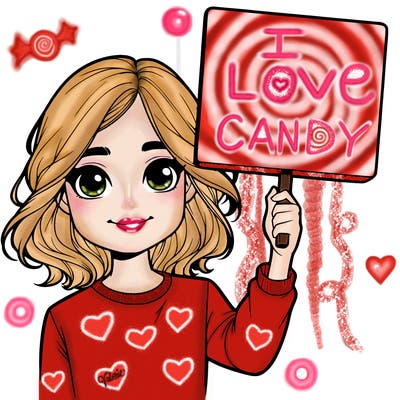 realistic girl holding up a sign