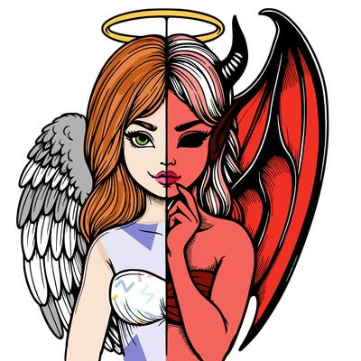 realistic angel half demon