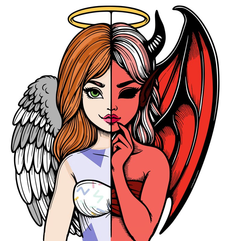 realistic angel half demon