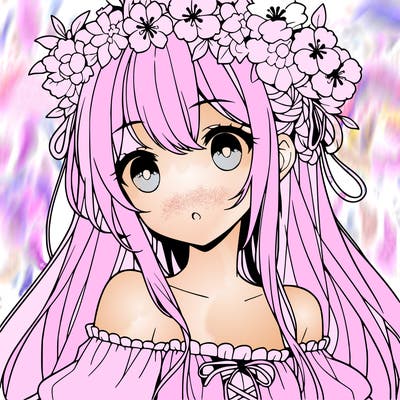 anima girl with flowers crown