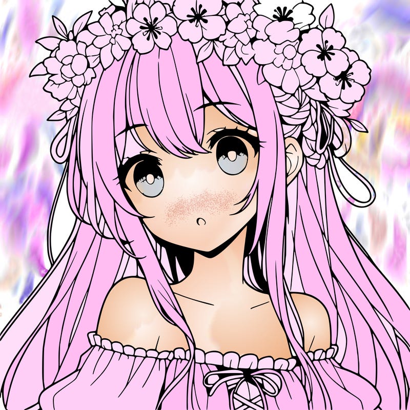 anima girl with flowers crown