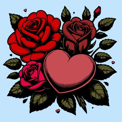 realistic hearts and roses