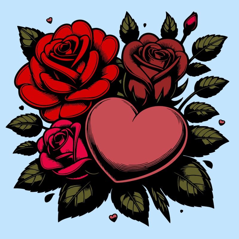 realistic hearts and roses