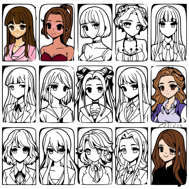 girls that look diffrent anime