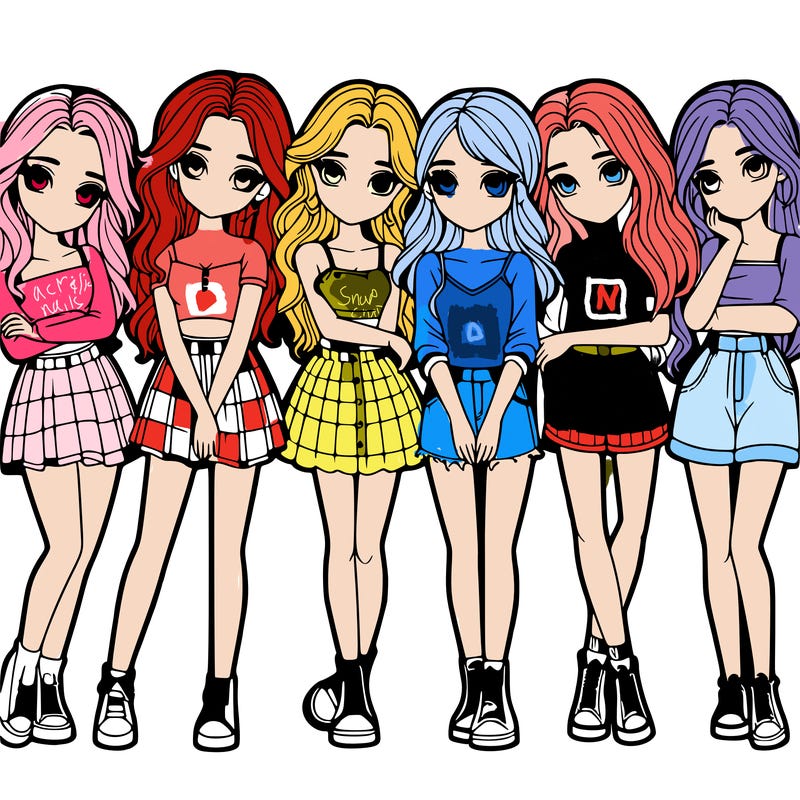 a group of girls realistic