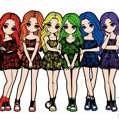 a group of girls realistic