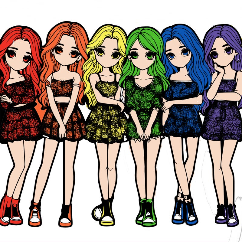 a group of girls realistic