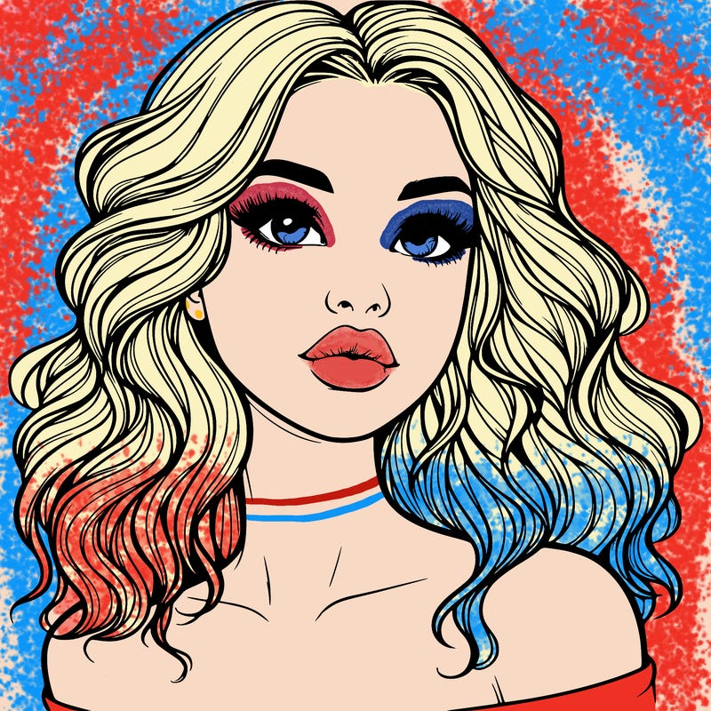 realistic girl with wavy hair and lips