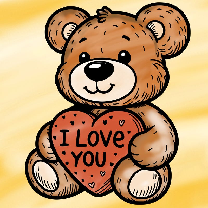 teddy bear holding an i love you heart