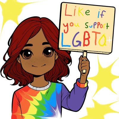 realistic girl holding up a sign