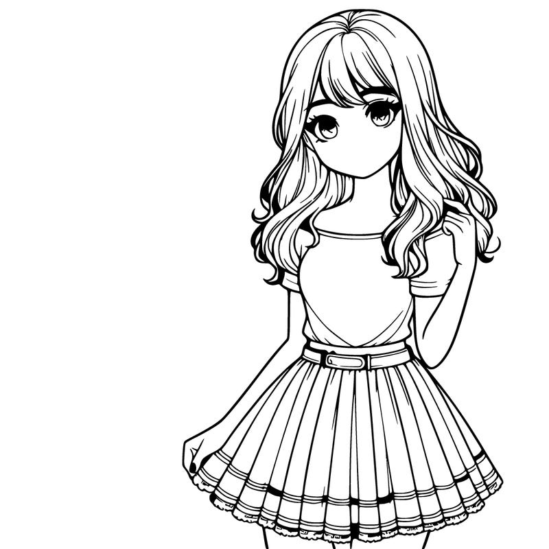 realistic girl wearing skirt