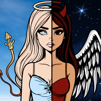 devil vs angel realistic girl