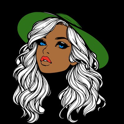 realistic witch girl with wavy hair and lips