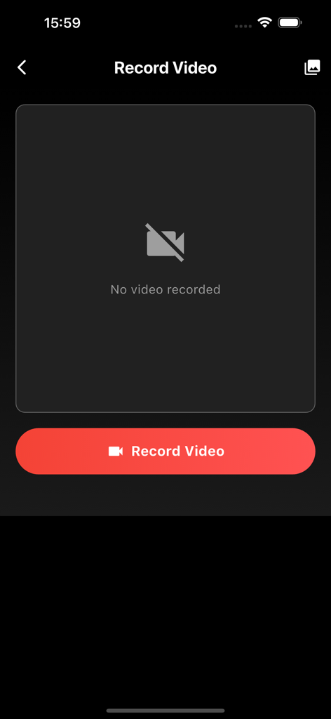 background video recorder - User interface of the background video recorder app showing a large red button to start recording video.