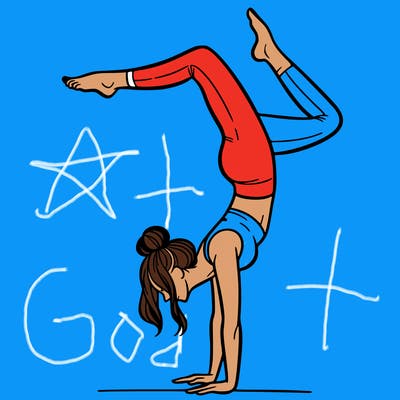 a woman doing a handstand