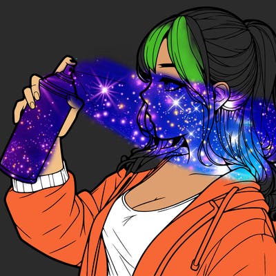 a realistic girl spray, painting