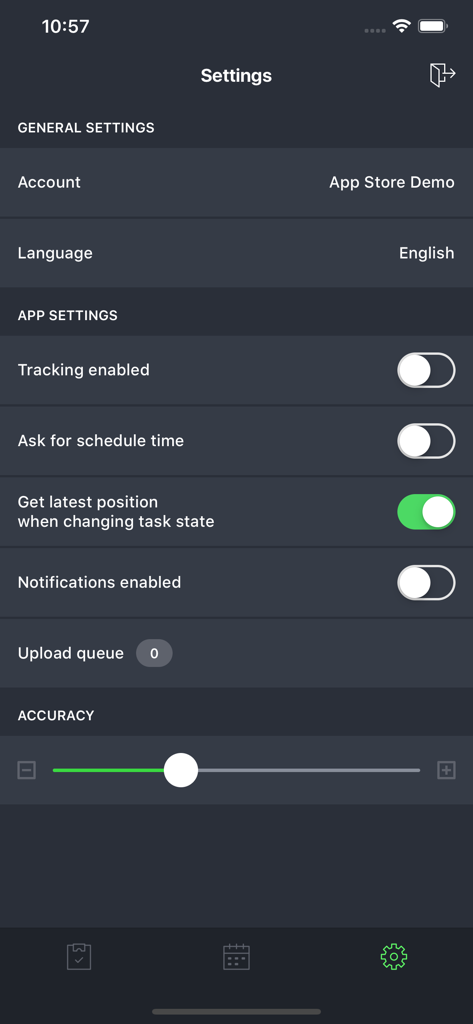 GSMtasks - GSMtasks mobile app settings interface showing fleet tracking and notification options
