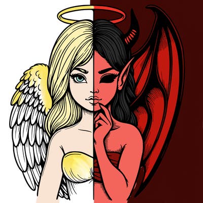 realistic angel half demon