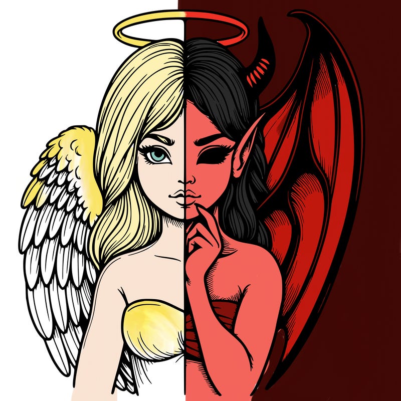 realistic angel half demon