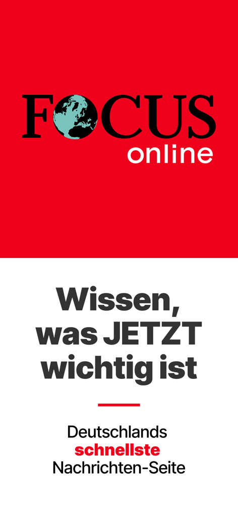 FOCUS online Nachrichten - Focus Online app logo and German slogan describing it as the fastest news site