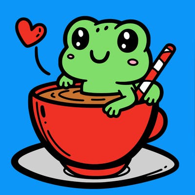 cute frog in a tea cup