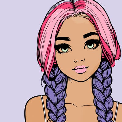 realistic girl with braids