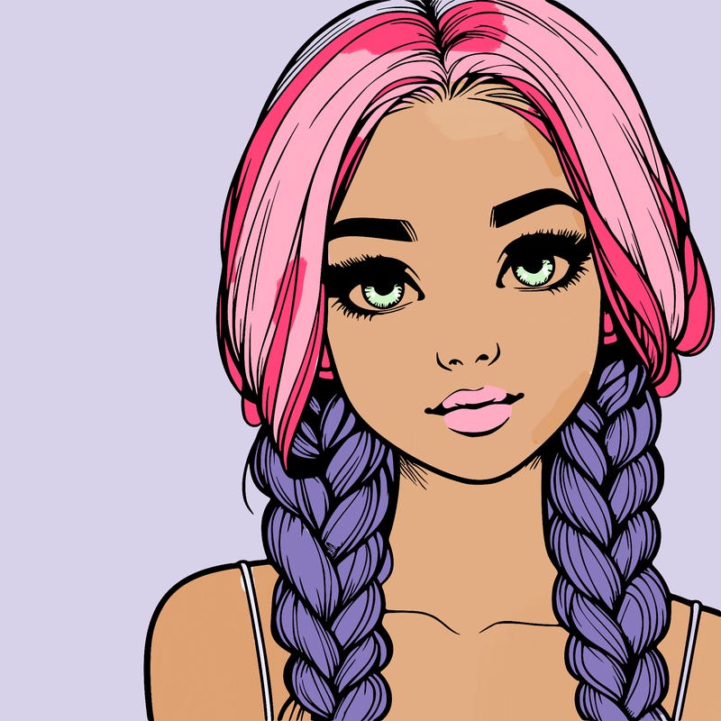 realistic girl with braids