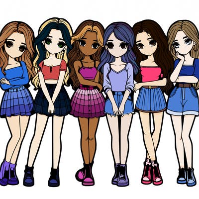 a group of girls realistic