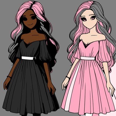 realistic girl in dress