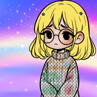 sad girl with glasses in a sweater