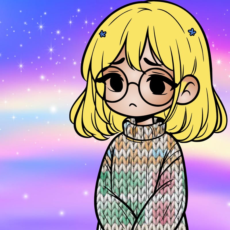 sad girl with glasses in a sweater