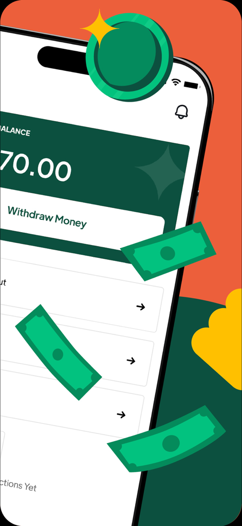 Chowdeck Rider - Interfaz de la aplicación Chowdeck Rider que muestra el saldo de ganancias y una opción para retirar dinero.