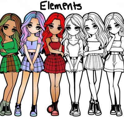 a group of girls realistic