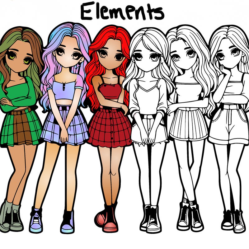 a group of girls realistic