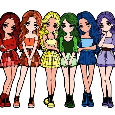 a group of girls realistic