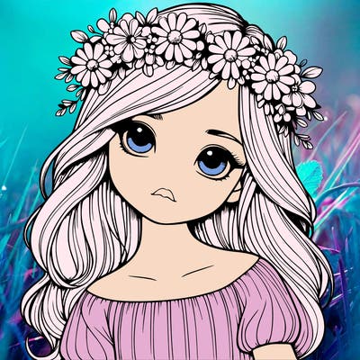 realistic girl with flower crown