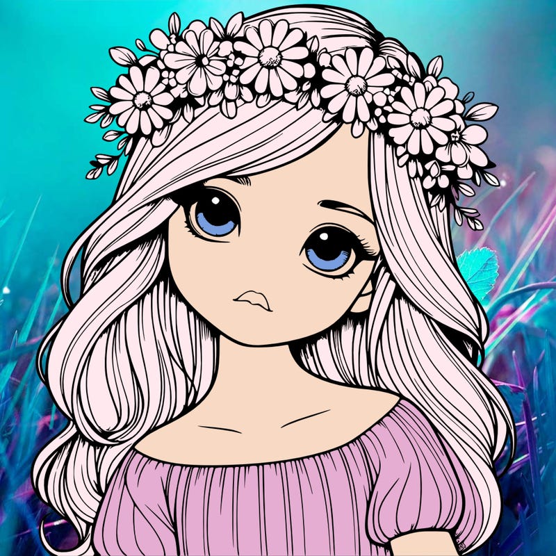 realistic girl with flower crown