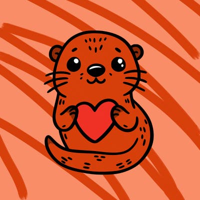 otter with a heart
