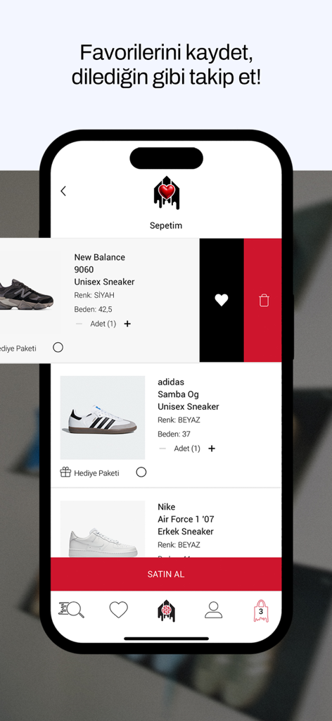 House of SuperStep - 나이키, 아디다스, 뉴발란스 스니커즈를 표시하는 House of SuperStep 앱 쇼핑 카트 화면