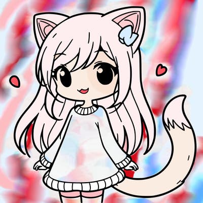 girl with cat ears and tail