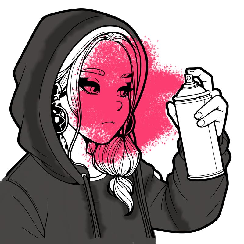 a realistic girl, spray painting