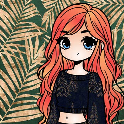 girl with long hair and a crop top with a sweater