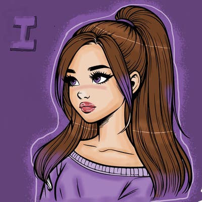 realistic girl with a high ponytail