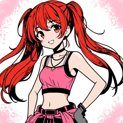 anime girl wearing crop top