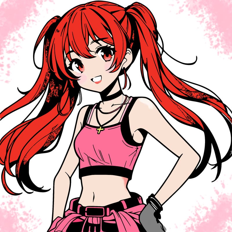 anime girl wearing crop top