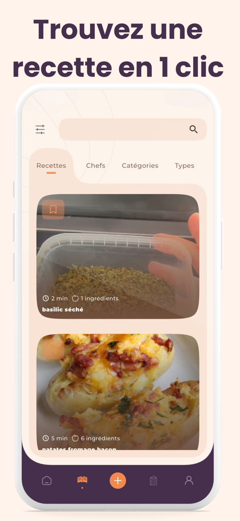 Recettes Airfryer- Cookofry - Cookofry mobile app displaying a list of quick airfryer recipes with images and cooking times.