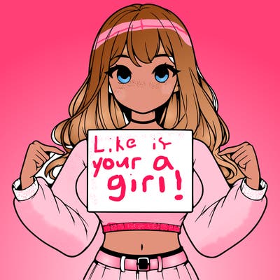 girl holding a blank sign in a long sleeve crop top