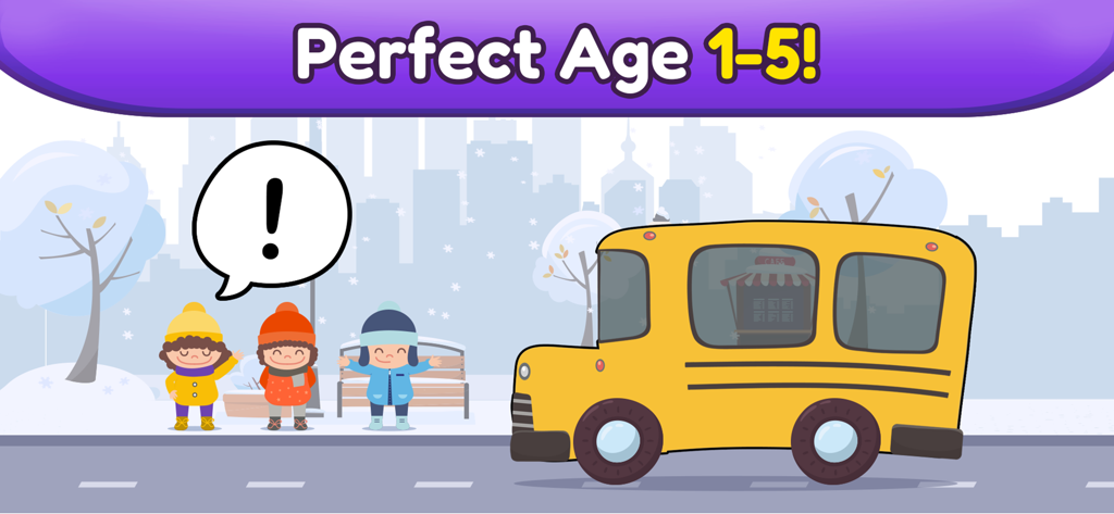 Educational school bus game for children aged one to five