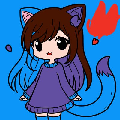 girl with cat ears and tail