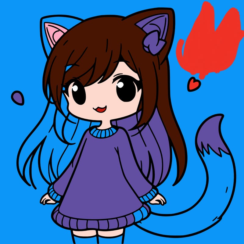 girl with cat ears and tail